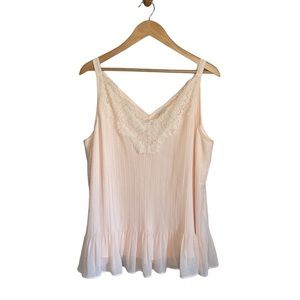 NWT Chico's Clam Shell Pink Feminine Pleated Lacy Convertible Tank Top